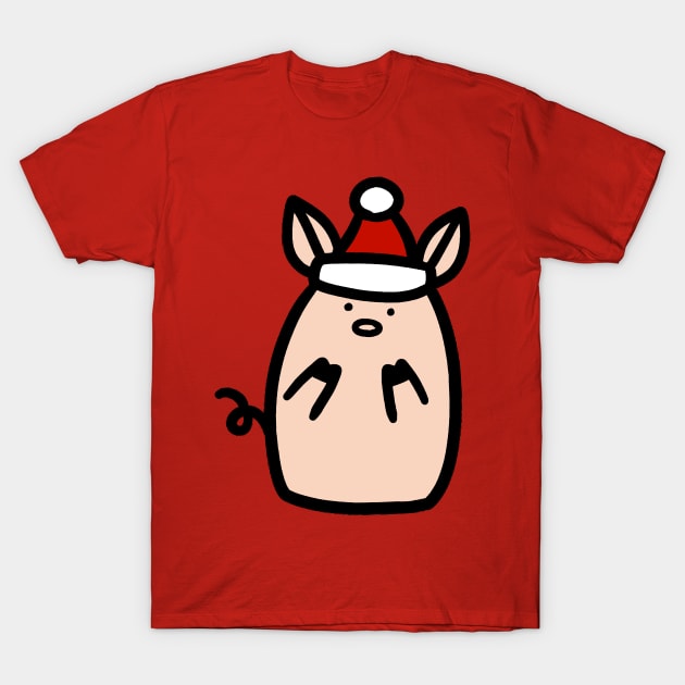 Santa Hat Piggy T-Shirt by saradaboru